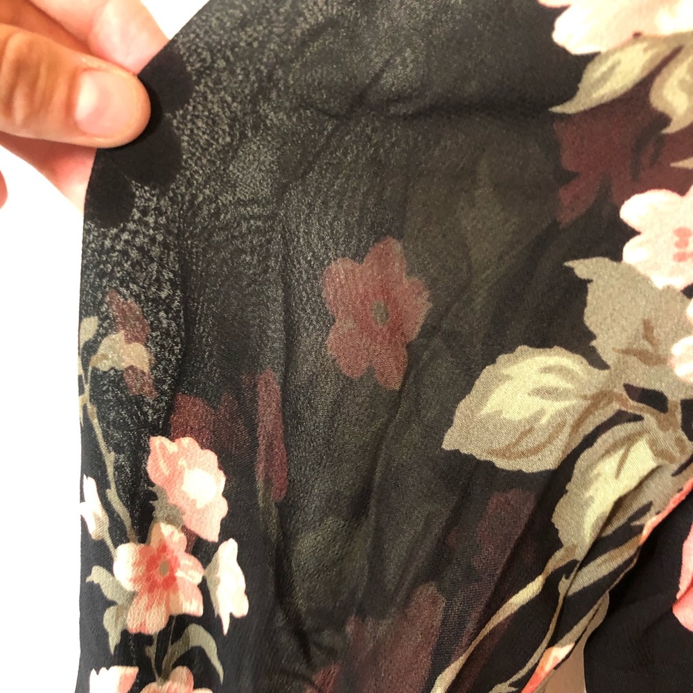 Reformation Black Floral Midi Dress with Pink & Green Blooms - Picture 7 of 7